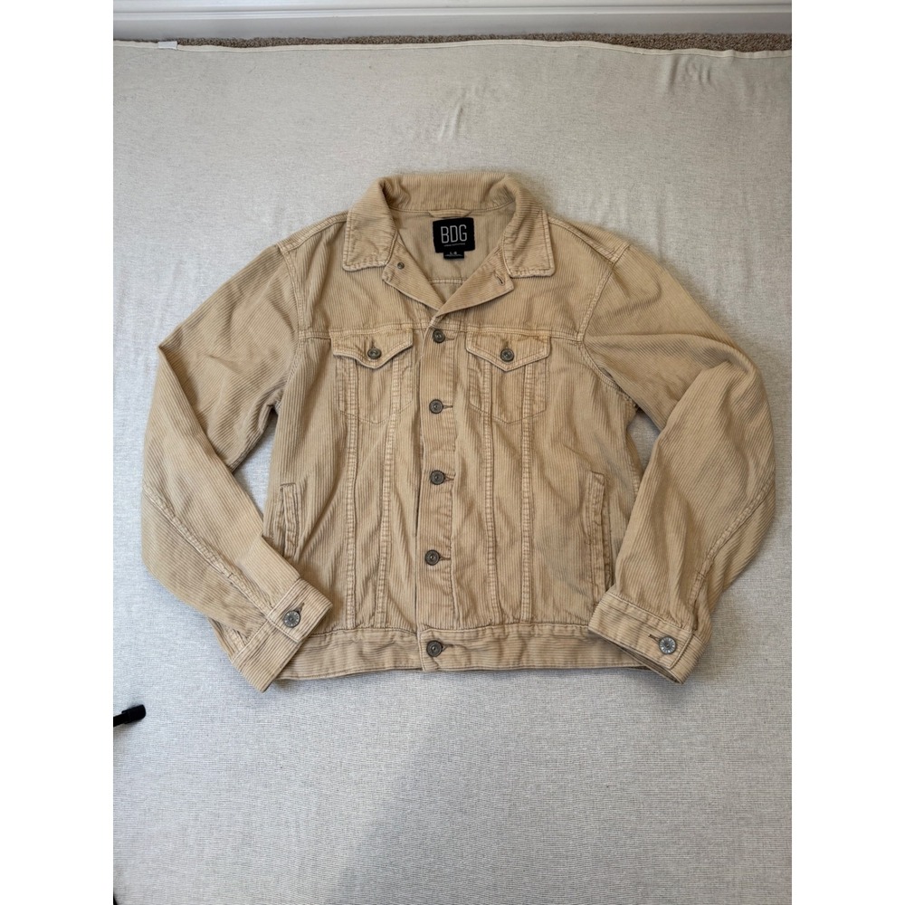 BDG Corduroy Trucker Jacket Women Large Tan Beige Button Front Pockets